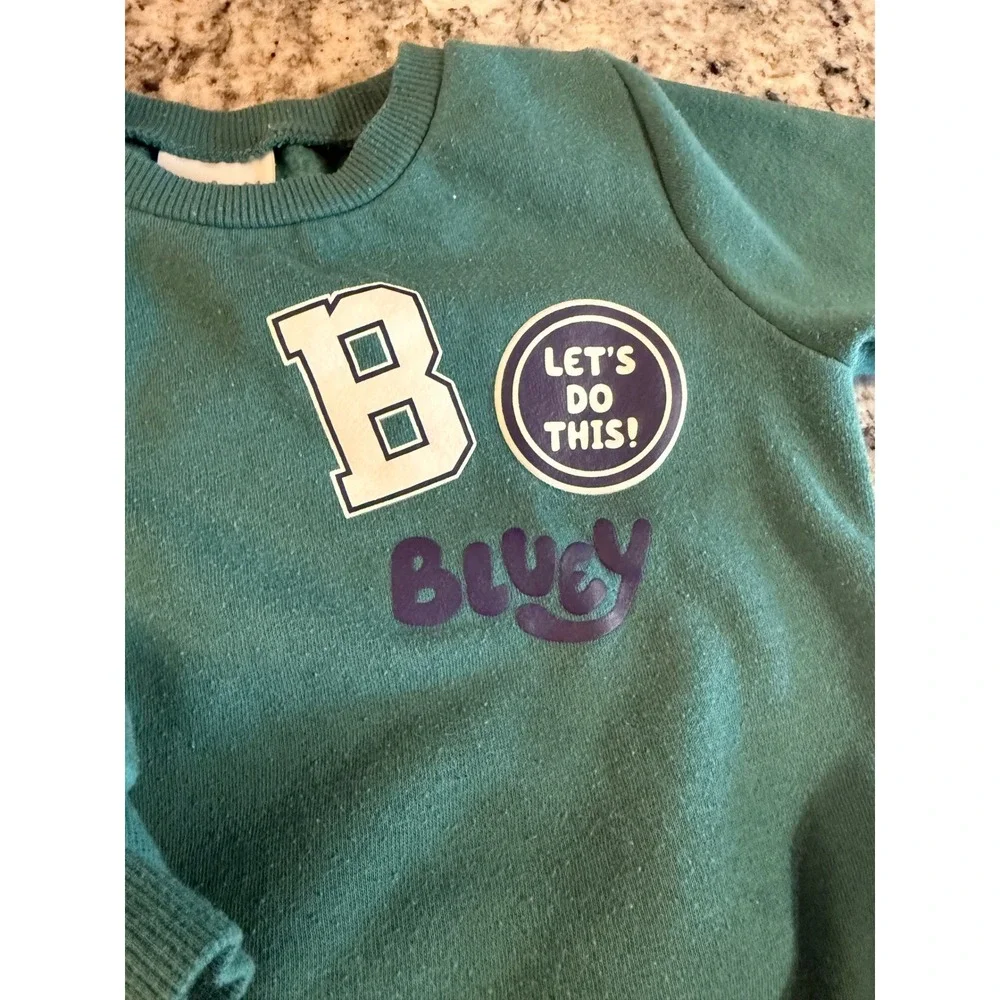 Bluey Kids Sweatshirt‎ Jogger Pants Set Teal Blue 3T